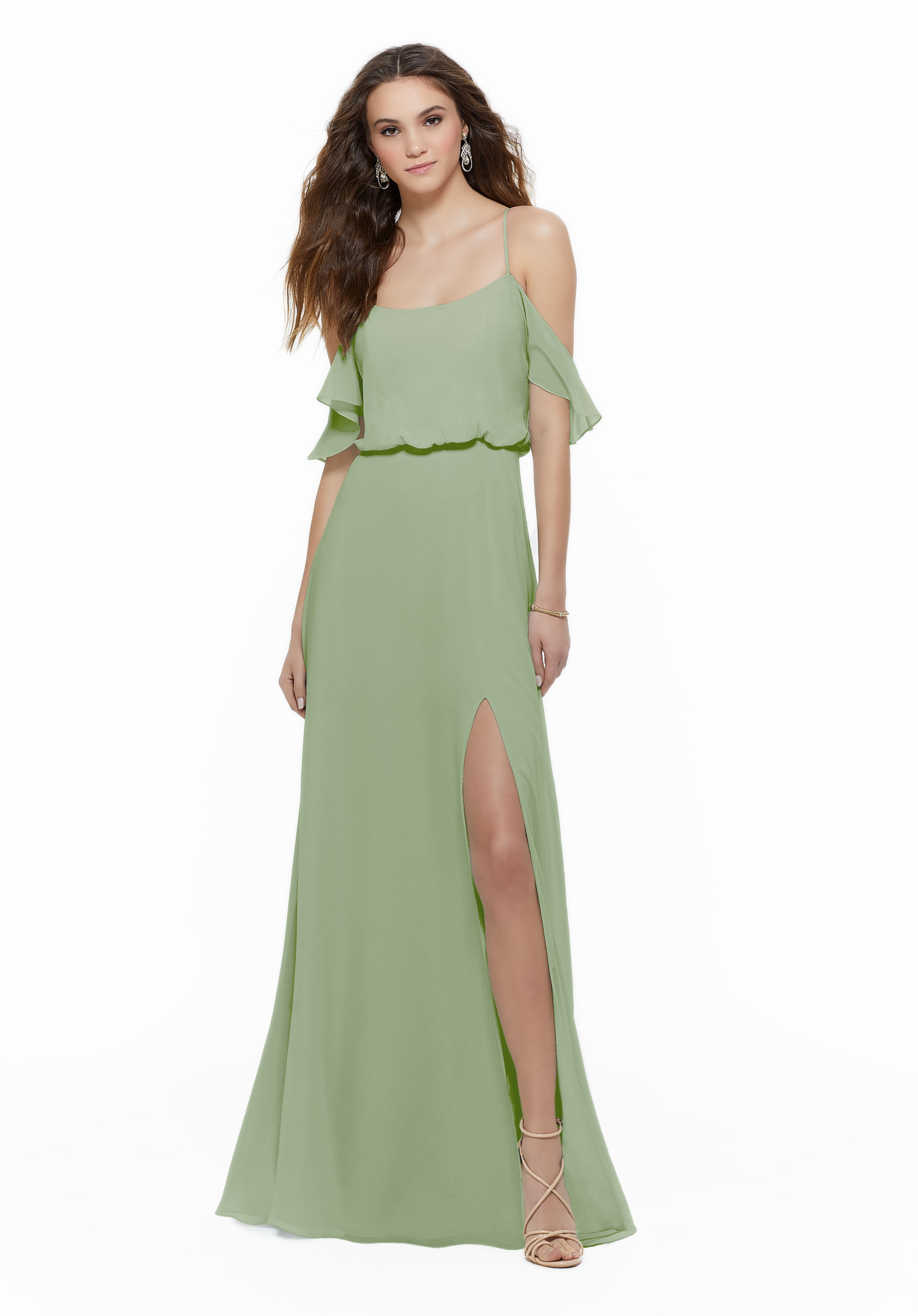 Βραδινό Φόρεμα, Chiffon, με Άνοιγμα Εμπρός. Κωδ. 21635